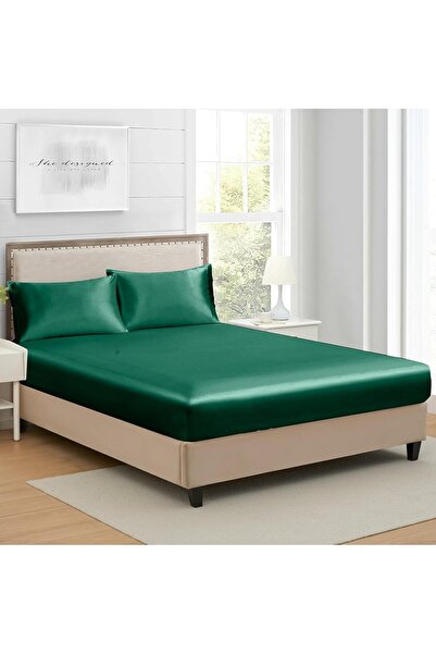 OtherMax Cearșaf satinat cu elastic pentru saltele 25-30 cm Verde 180 x 200 c...
