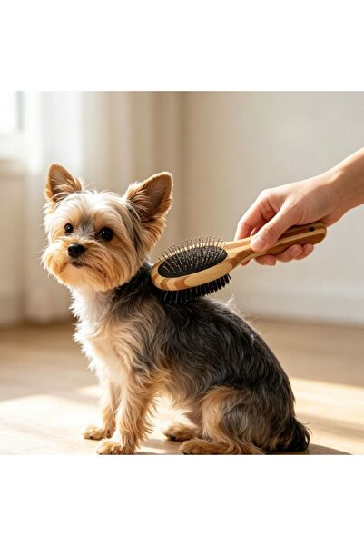 idei Bamboo fur grooming brush 17.5 cm × 5.2 cm with Patterned , double brush...