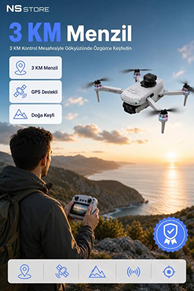 NS Store Profesyonel GPS Kameralı Drone 1080P Full HD Ekranlı Kumanda Uzun Uçuş Süresi Katlanabilir