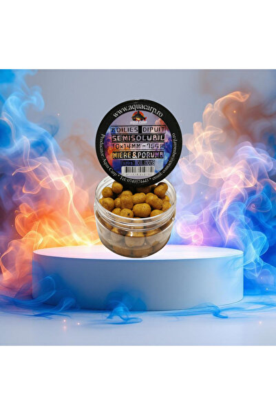 AQUA CARP Boilies Carlig Semisolubil Dipuit 10x14MM Miere & Porumb 75GR