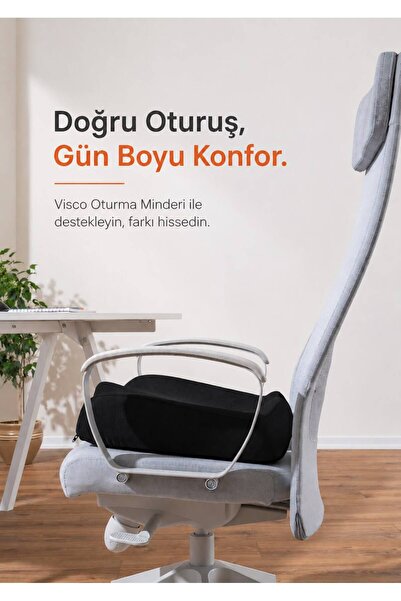 Ankaflex Ortopedik Visco Bel & Kuyruk Sokumu Minderi Seti - Ergonomik Sandalye Araç Koltuk Yastığı Oturma Minderi