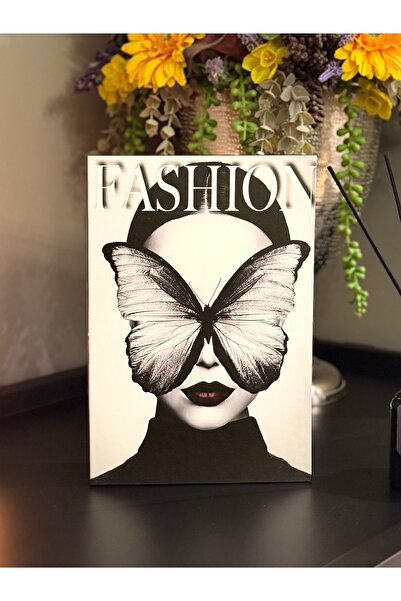 LUMEYA HOME Fashion Kelebek Desenli Dekoratif Kitap Kutu – Siyah Beyaz