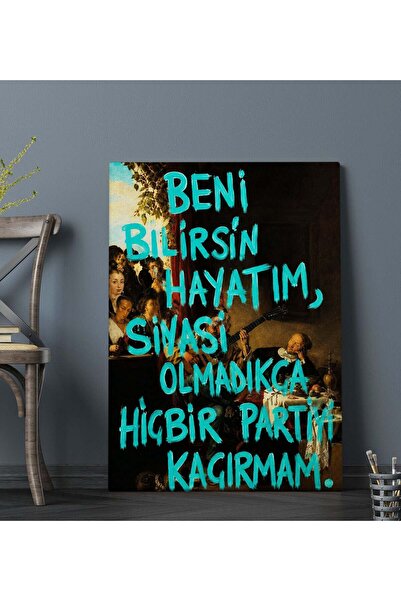 Bk Gift Vintage Klasik Sanat Esprili Sözlü Dekoratif Kanvas Tablo - 25