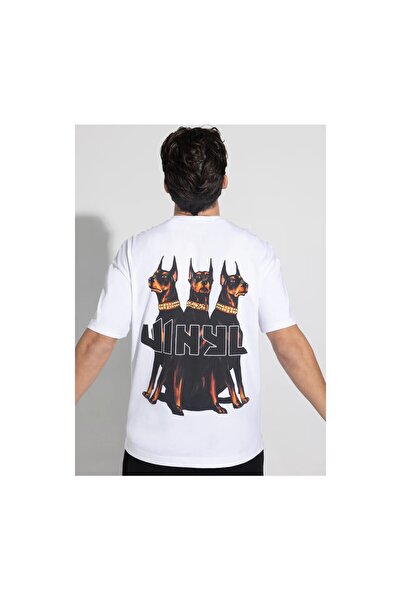 VINYL ART CLOTHING Μπλουζάκι βινυλίου με στάμπα, λευκό βαμβακερό, oversized, ...