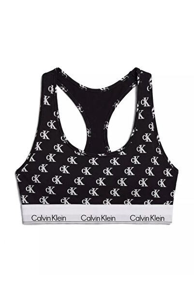 Calvin Klein Women's Square Neck Elastic Tight Calvin Lettering Patterned Bla...
