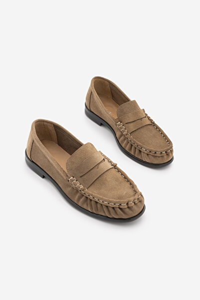 Marjin Women's Genuine Leather Oval Toe Moccasin Stitched Drawstring Loafer C...