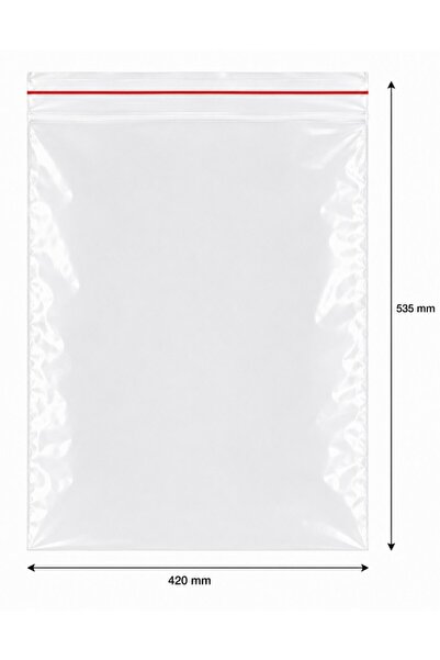INATECH Set 100 buc Pungi cu Fermoar Ziplock, 420 x 535 mm, 50 my, Transparent