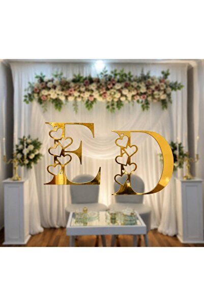 qrstandim 2ADET 25X25 Kişiye Özel Pleksi Harf – Gold & Gümüş, Nişan Düğün Söz...
