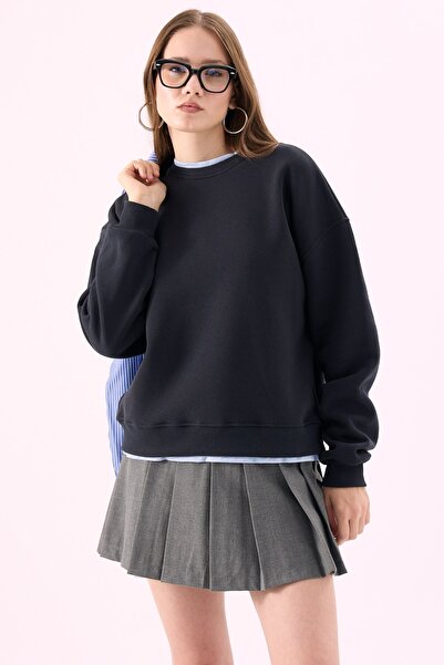 CrepTekstil Crep Women's 3-Yarn Contrast Layer Detailed Soft Inside Oversize ...