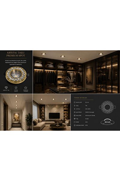 ACKDesign GOLD TAŞLI Spot + 7w Ampül + GU10 Duy