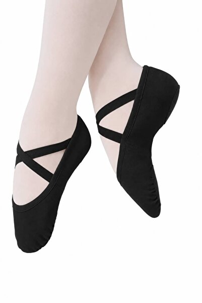 Ada Kostüm Tasarım Black Super Comfort Canvas Ballet Shoes-Double Sole