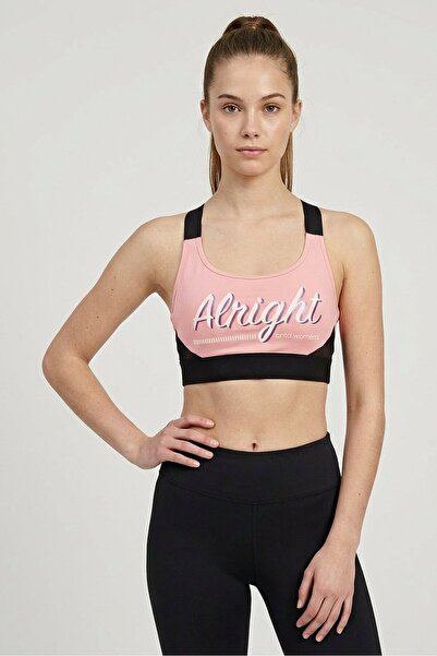 Anta Women Graphic Print Lightly Padded Sports Bra, Pink