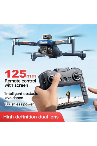 GENERAL Dronă GT8 cu cameră duală 6K HD, Evitare inteligentă a obstacolelor, Motoare fără perii, Telecomandă cu ecran LCD de 4.3 inch, 3 baterii, Timp de zbor de 60 de minute, Gri