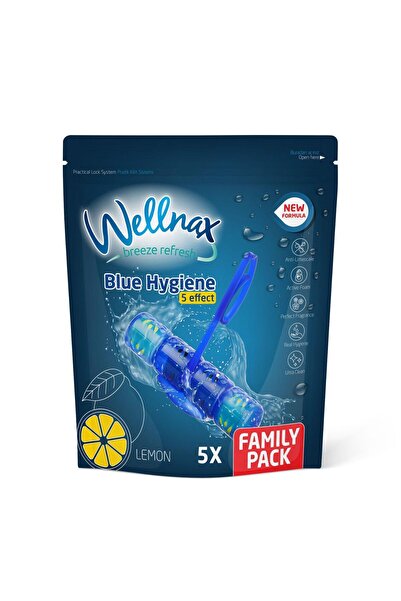 Wellnax ( 5'li Paket ) WC Blok Blue Lemon – Yoğun Köpük Etkisi, Hijyenik Temizlik, Klozet Blok