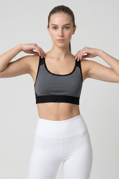 Anta Women Heather Padded Sports Bra, Heather Grey