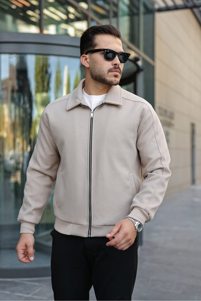 BERMUDA Men's Zippered Cashmere Shirt Collar Winter Coat