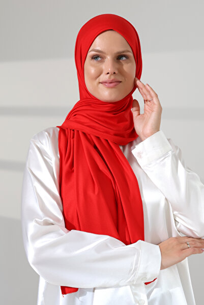 ihvan online Women's Viscose Shawl Flexible Hijab Long Seasonal Red