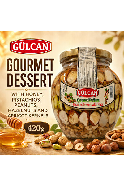 Gülcan Desert Gourmet cu Miere, Fistic, Arahide, Alune și Miez de Sâmburi de Caise, 420 g