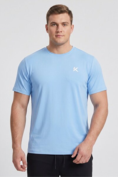 Anta Men Sportswear Fit Short Sleeve Training T-Shirt, Light Blue