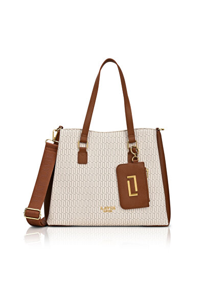 Lavie Luxe Women's Monogram Rumi 3 Compartment Satchel (Off White)