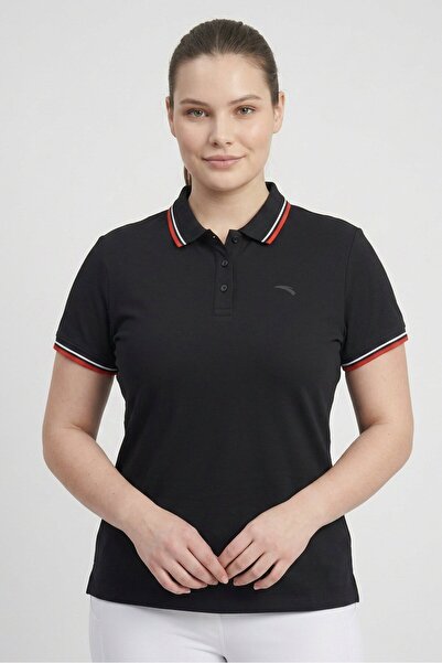 Anta Women Sportswear Fit Short Sleeve Outdoor Polo Shirt, Black