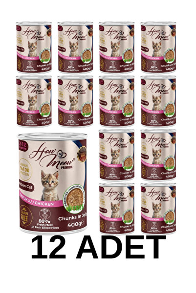 how&meow HOW MEOW chunk konserve tavuklu yavru kedi maması 400 gr 12 adet
