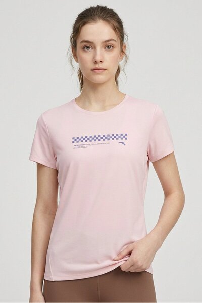 Anta Women Sportswear Fit Short Sleeve Running T-Shirt, Light Pink