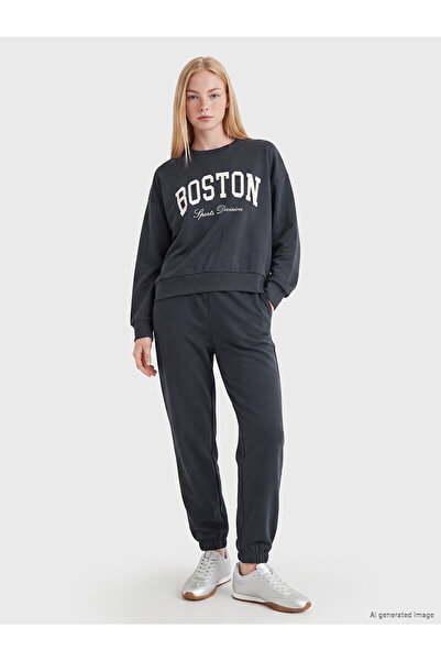 LC Waikiki Alita City Farkıyla Xside Anthracite Oversize Soft Touch Women's S...