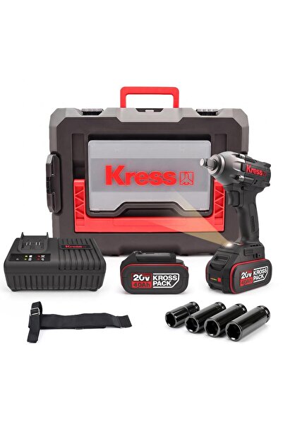 Kress KUB30.2SET 20Volt/4.0Ah. Li-ion Çift Akülü 300Nm Kömürsüz Profesyonel Şarjlı Somun Sıkma + 4 P