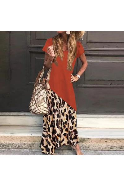 dorbe Women's Orange Leopard Maxi Dress