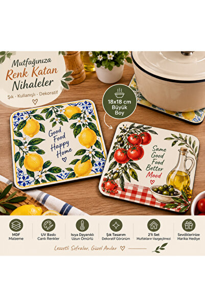 kids town Set of 2 Mdf Coasters 18X18 cm – Uv Printed Decorative Pot & Teapot...