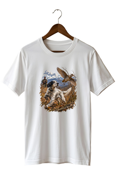 remonz Exclusive Wild Nature Çulluk Setter Illustrated Printed Premium T-Shirt