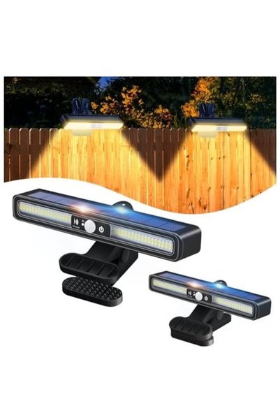 Morvena Picks Lumini solare de exterior cu clips, 2 piese, cu senzor de mișca...