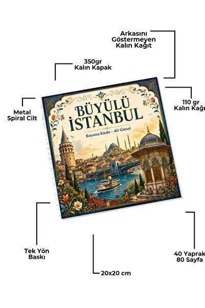 metafortoys Büyülü İstanbul Boyama Kitabı – 21x20 cm I 40 Görsel