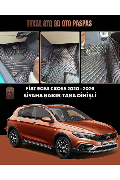 FEYZA OTO FİAT EGEA CROSS SERİSİ 2020 - 2026 ARASI 8D PREMİUM KAYMAZ TABAN AR...