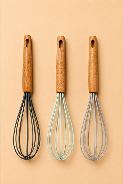 Denia Home 1 Piece Cake Pastry Ayran Egg Soup Mixer Silicone Hand Whisk 25cm