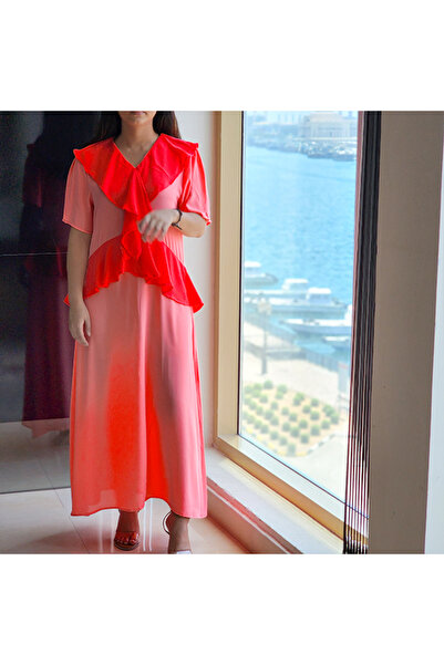 dorbe Women's Red V-neck Short sleeve Dress