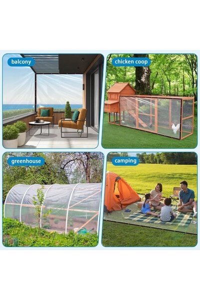 Morvena Picks Prelata de exterior transparenta 3m x 12m cu perforatii de 10mm, rezistenta la ploaie, la apa, la UV