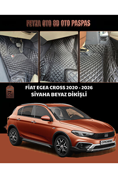 FEYZA OTO FİAT EGEA CROSS SERİSİ 2020 - 2026 ARASI 8D PREMİUM KAYMAZ TABAN AR...