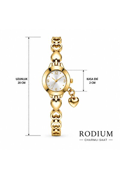 Rodium ساعة يد نسائية مزينة بالشارمز