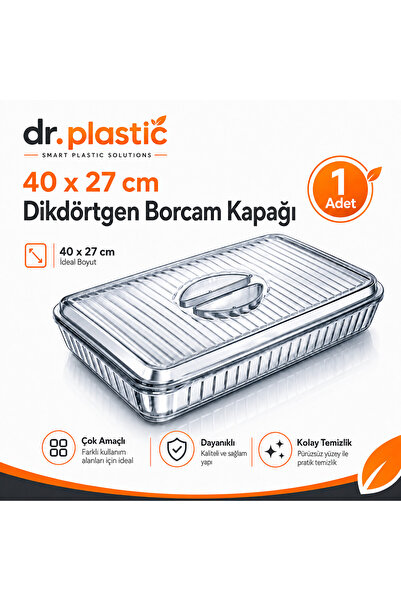 dr.plastic Dikdörtgen Borcam Kapağı 40x27 cm Şeffaf Kapak