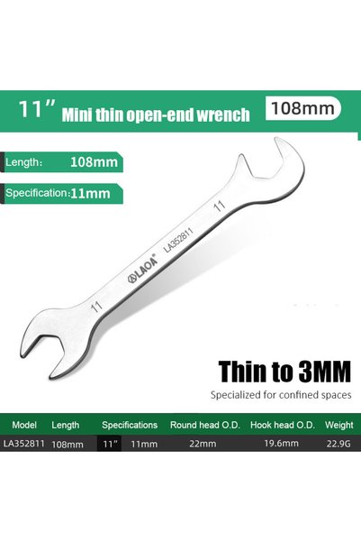 Choice9 11mm LAOA Mini thin double open-end wrench stainless steel dual-purpo...