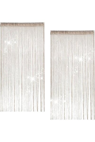 Morvena Picks 2 bucăți 100x200 cm șampanie metalic insecte draperii cu margele