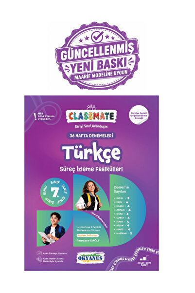 Okyanus Yayıncılık Okyanus Yayınları 7.Sınıf Türkçe Classmate 36 Hafta Deneme...