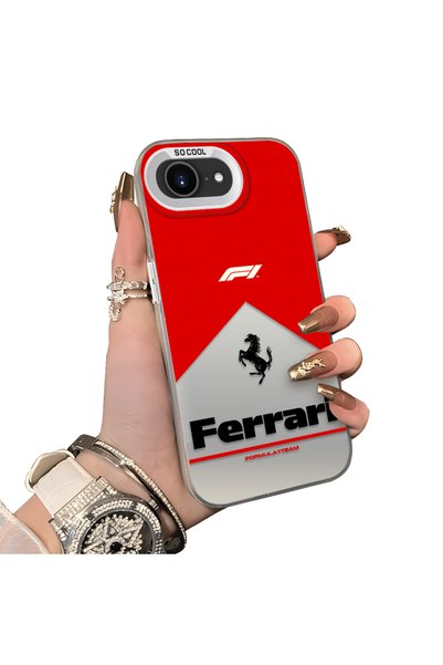 ucuc iPhone 17E Compatible Stylish Racing Car Pattern Acrylic Back Panel Sili...