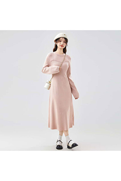 dorbe Women's Pink A-line Long sleeve Maxi Dress