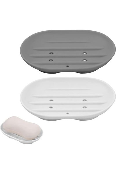 Morvena Picks 80. Două vase de săpun din silicon cu tăvi de scurgere, suportu...