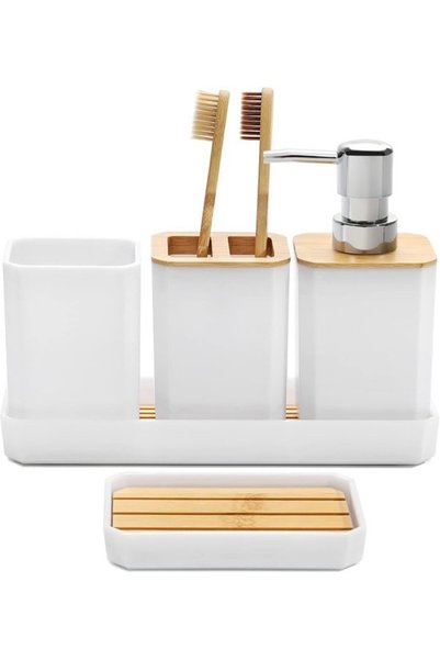 Morvena Picks Accesorii de baie (set de 5 piese) - Dozator de săpun și suport...