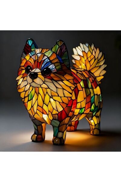 Morvena Picks Fluffy Pomeranian - Lampă de masă cu baterii - Lampă de masă re...