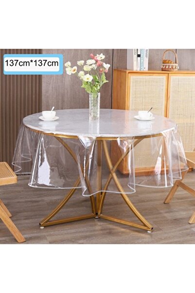 Morvena Picks Față de masă transparentă, rotundă 137x137cm, husă de protecție...